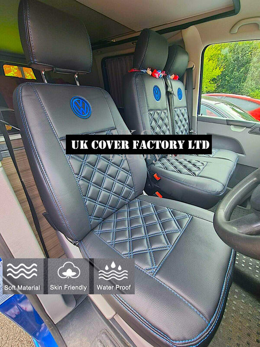 Van Seat Covers For VW Crafter Made with Logo 11A4VW Blue
