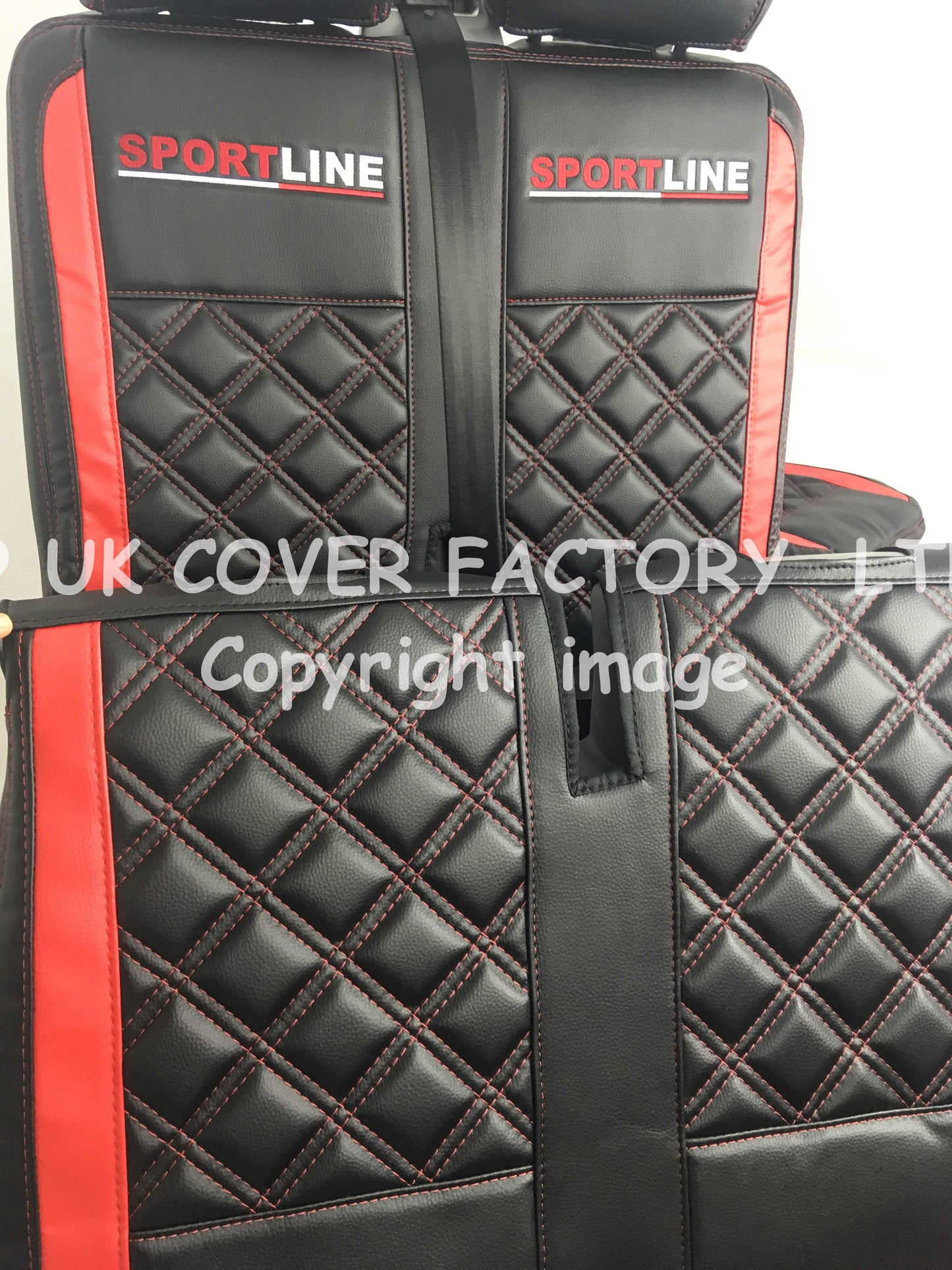 Van Seat Covers For VW Transporter Made with Sportline Logo 11A23SL Red