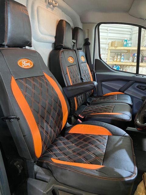 Van Seat Covers For Transit Custom/MK8 Made with Ford Oval 1A29FD© ORANGE
