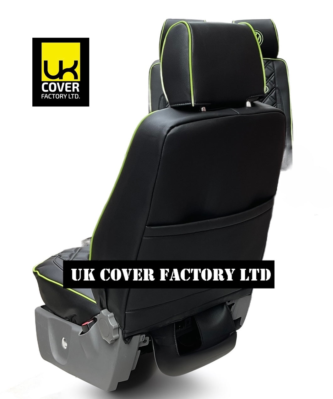 Van Seat Covers For VW Transporter Made with Transporter Logo 11A5VW Black Edition Lime GreenPiping