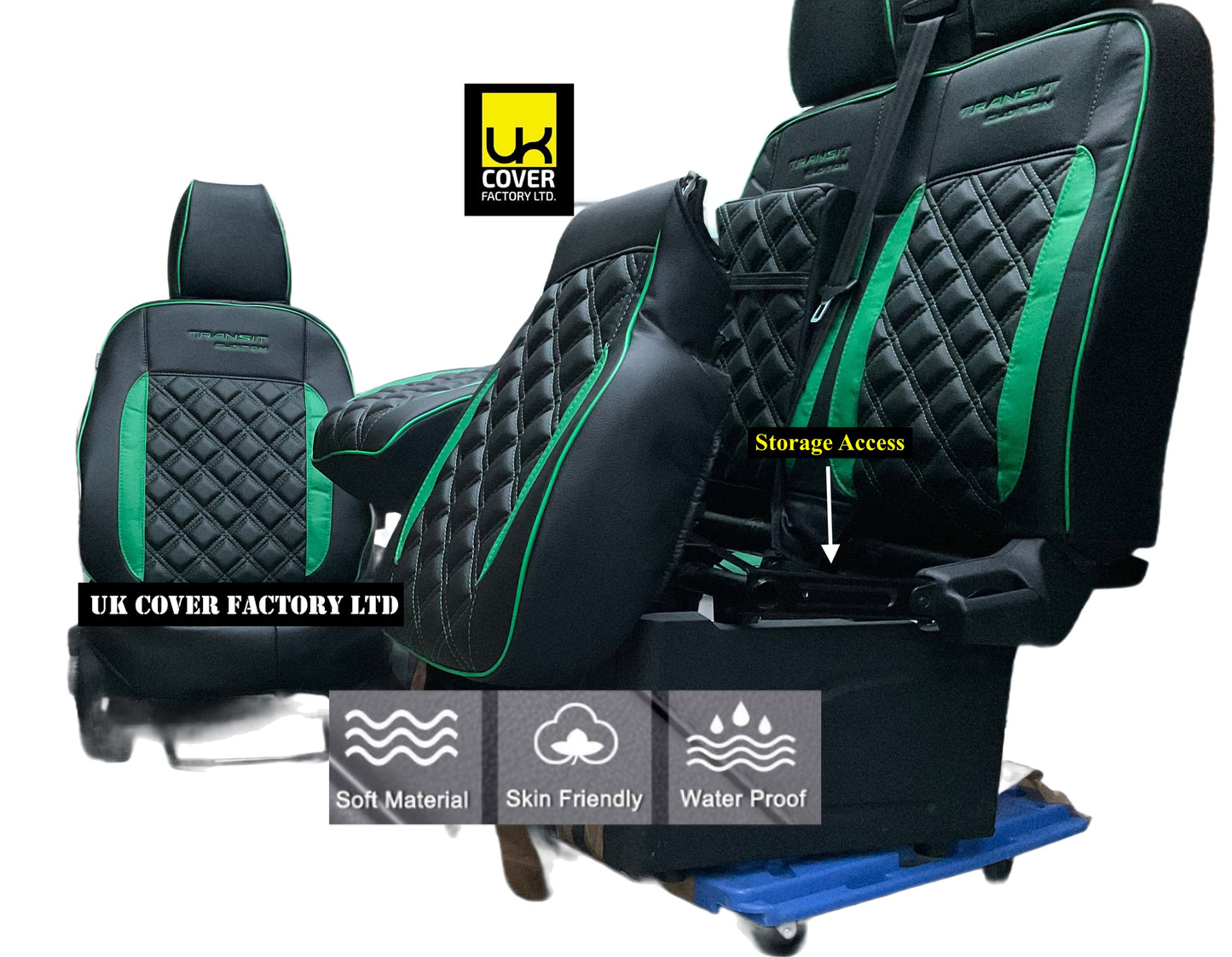 Van Seat Covers For Transit Custom/MK8 Made with Transit 11A28T Green