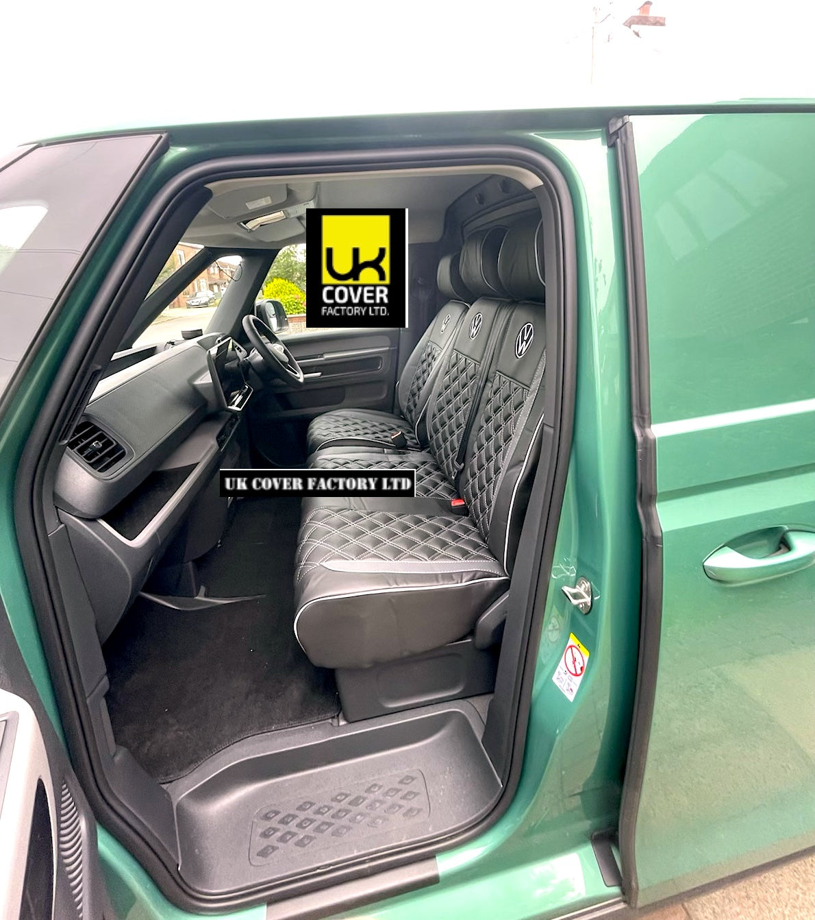 Van Seat Covers For VW Transporter Kombi Made with Logo 11A21VW Grey side Inserts