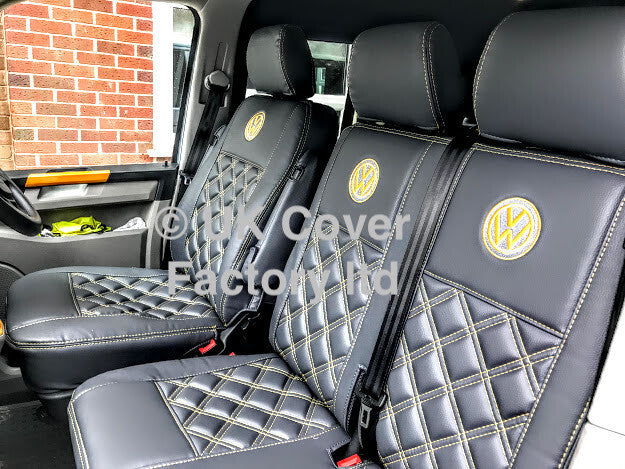 Van Seat Covers For VW Transporter Made with Logo 11A17VW Yellow