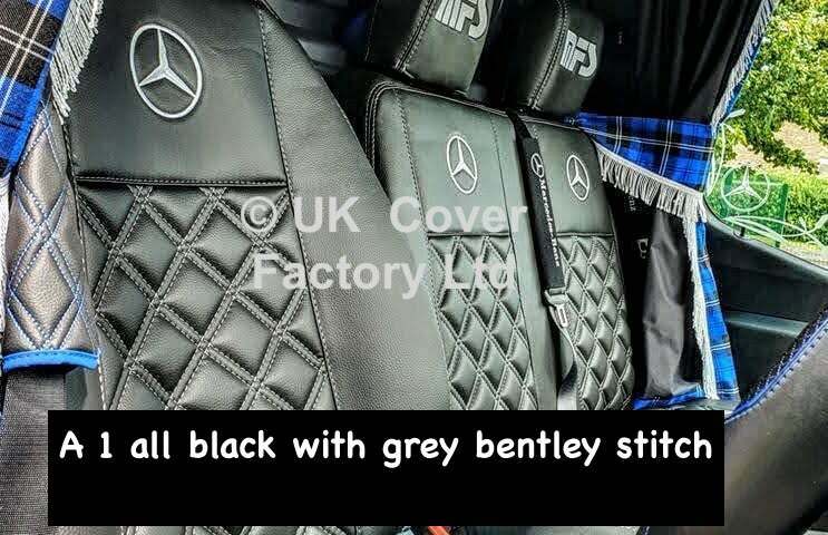 Van Seat Covers For Mercedes Vito 447 Made with Mercedes Logo 11A1MER© Grey Stitch