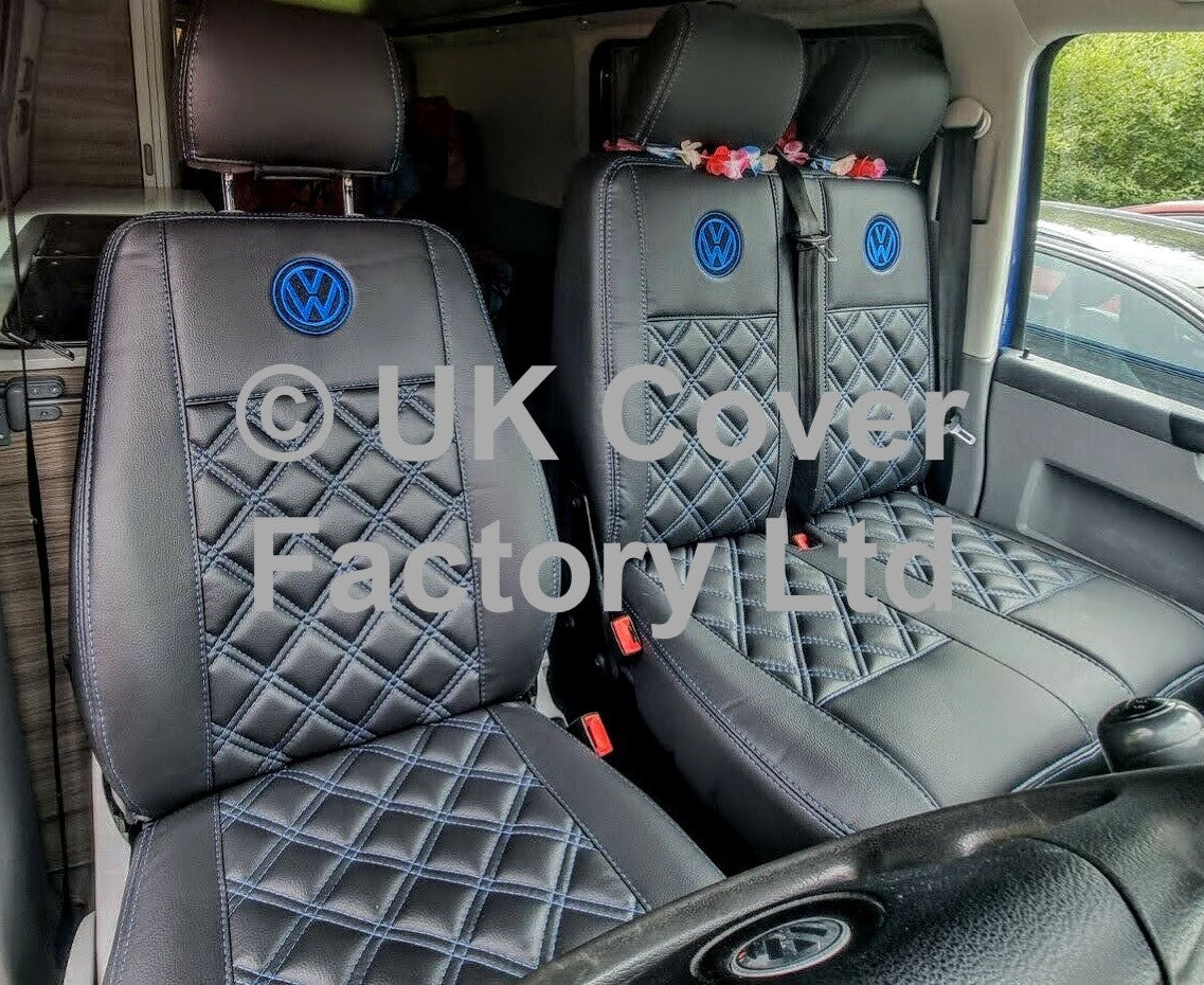 Van Seat Covers For VW Transporter Made with Logo 11A4VW Blue