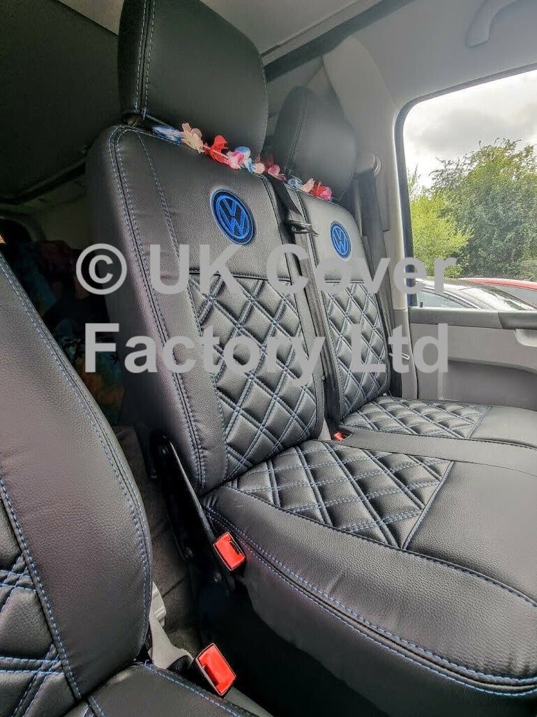 Van Seat Covers For VW Transporter Made with Logo 11A4VW Blue