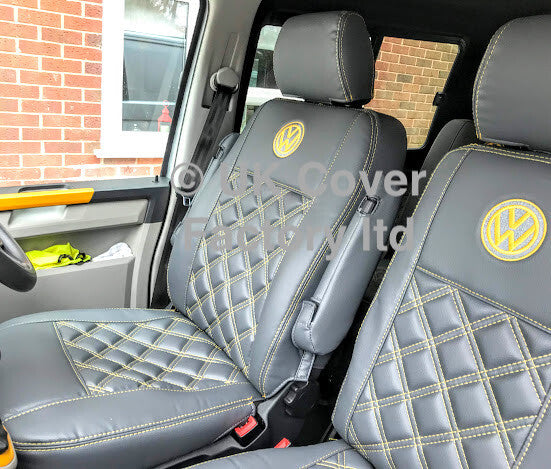 Van Seat Covers For VW Transporter Made with Logo 11A17VW Yellow