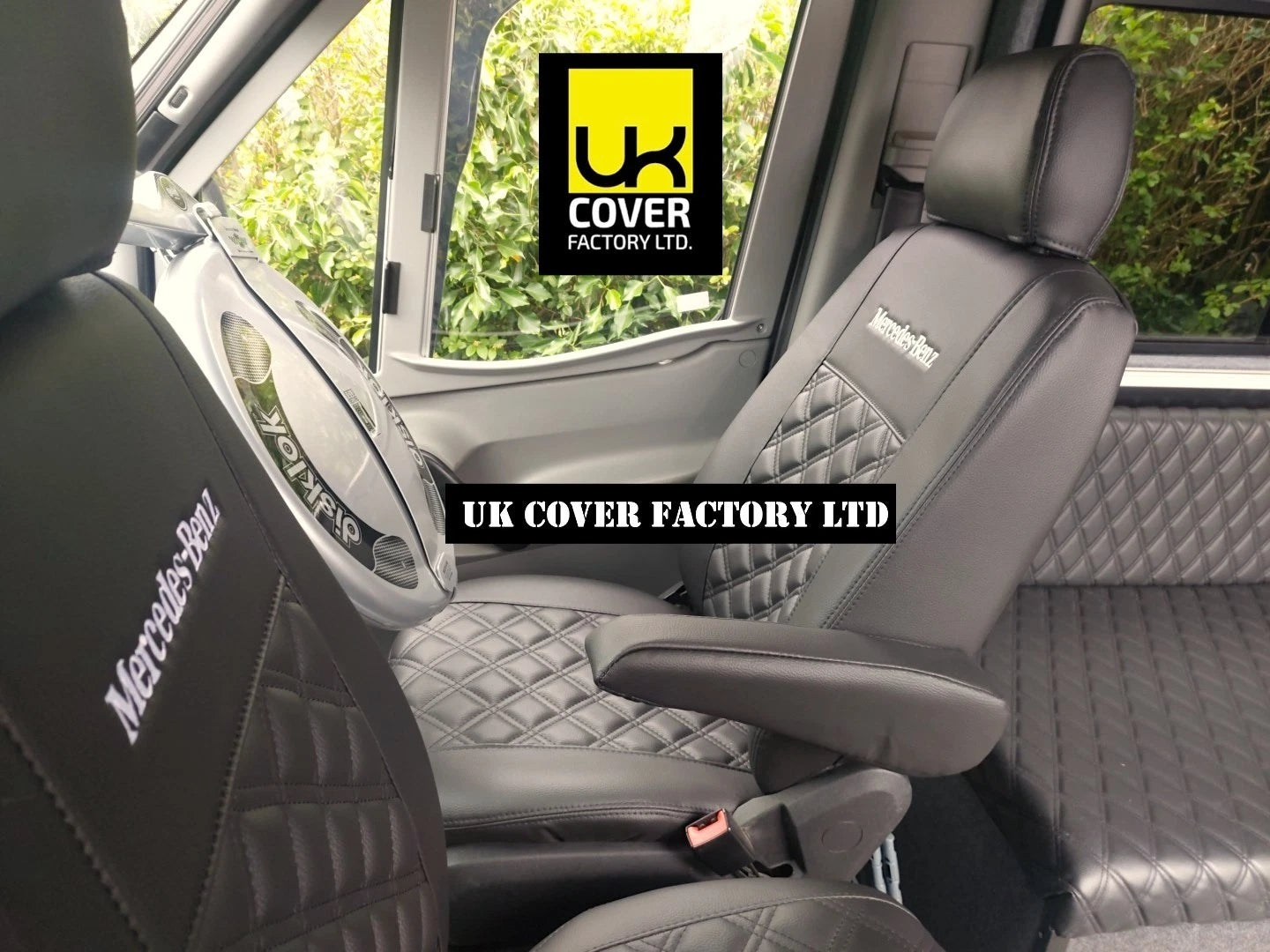 Van Seat Covers For Mercedes Sprinter Made with Mercedes Benz Letters 11A1MB Grey