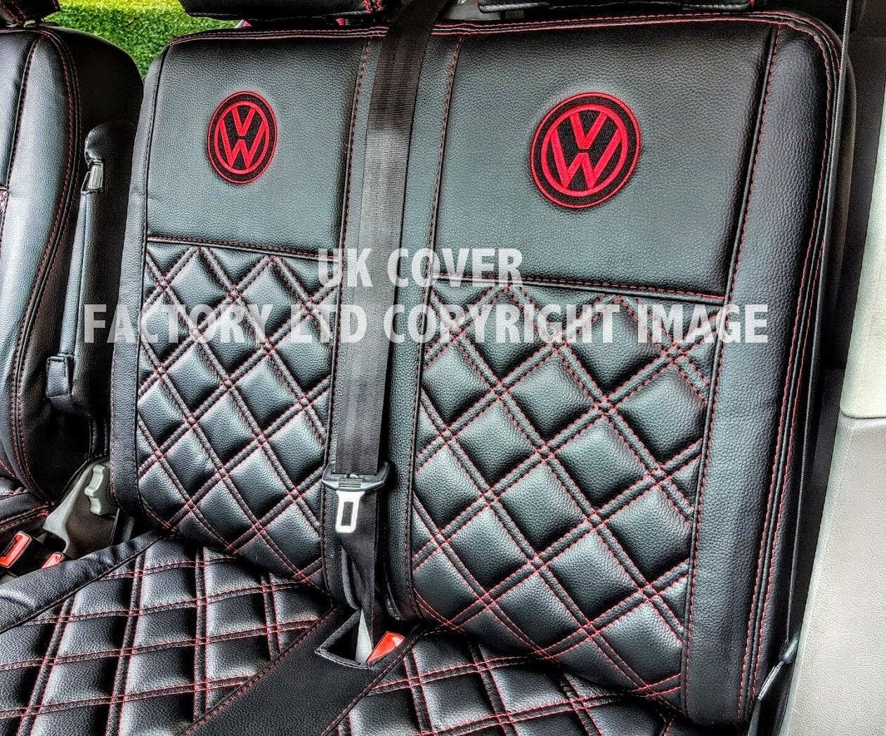 Van Seat Covers For VW Transporter Made with Logo 11A3VW Red
