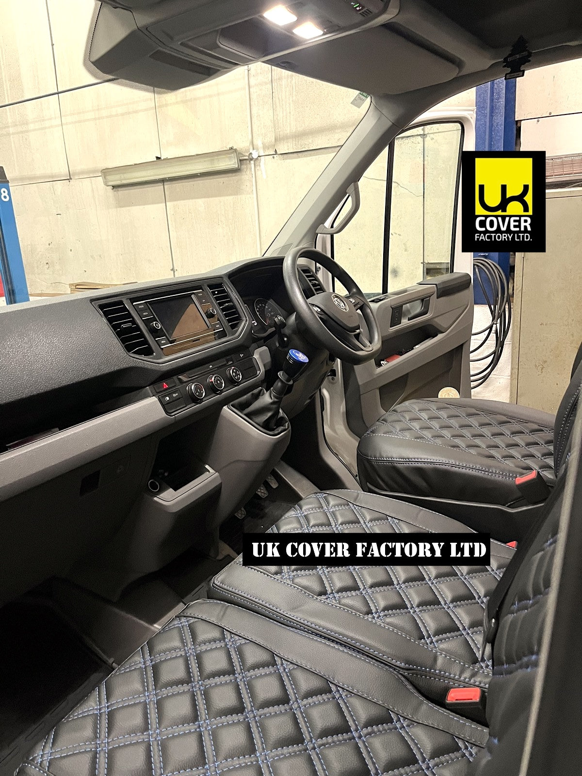 Van Seat Covers For VW Crafter Made with Logo 11A4VW Blue