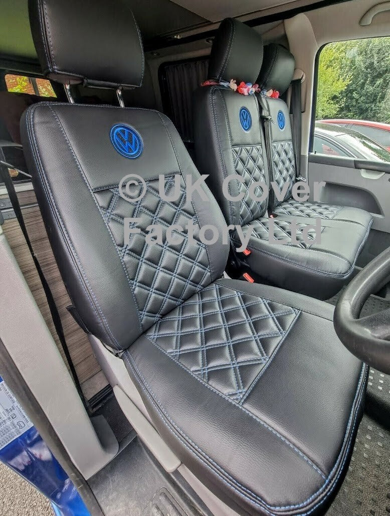 Van Seat Covers For VW Transporter Made with Logo 11A4VW Blue