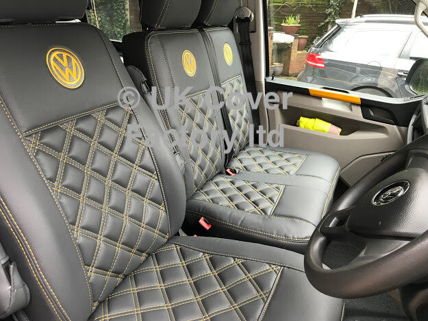 Van Seat Covers For VW Transporter Made with Logo 11A17VW Yellow