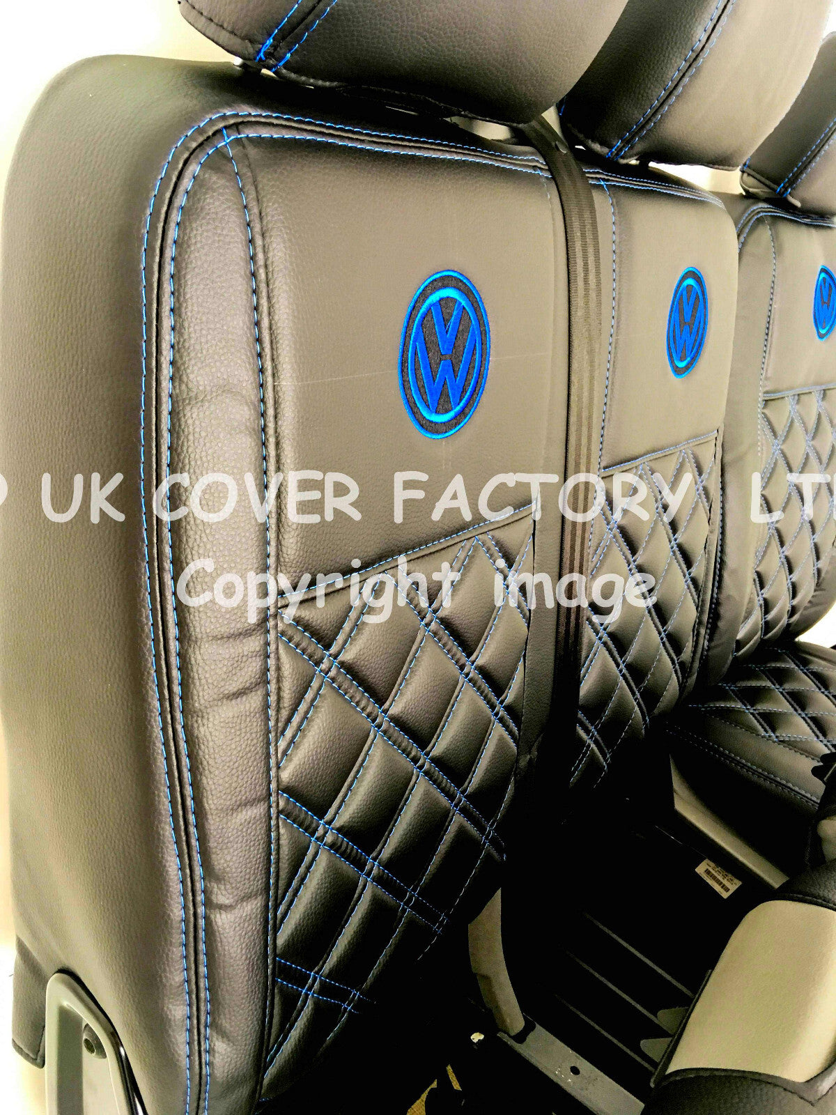 Van Seat Covers For VW Transporter Made with Logo 11A4VW Blue