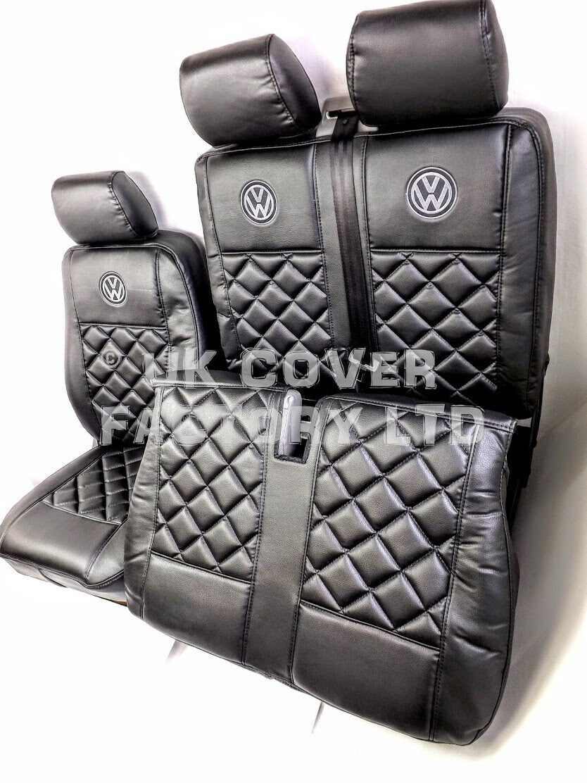 Van Seat Covers For VW Transporter Made with Logo 11A5VW Black