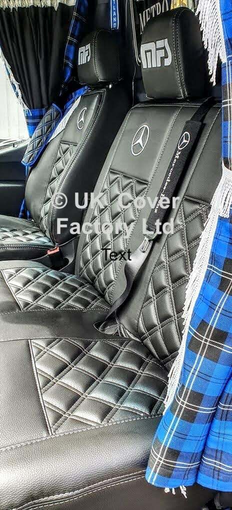Van Seat Covers For Mercedes Vito 447 Made with Mercedes Logo 11A1MER© Grey Stitch