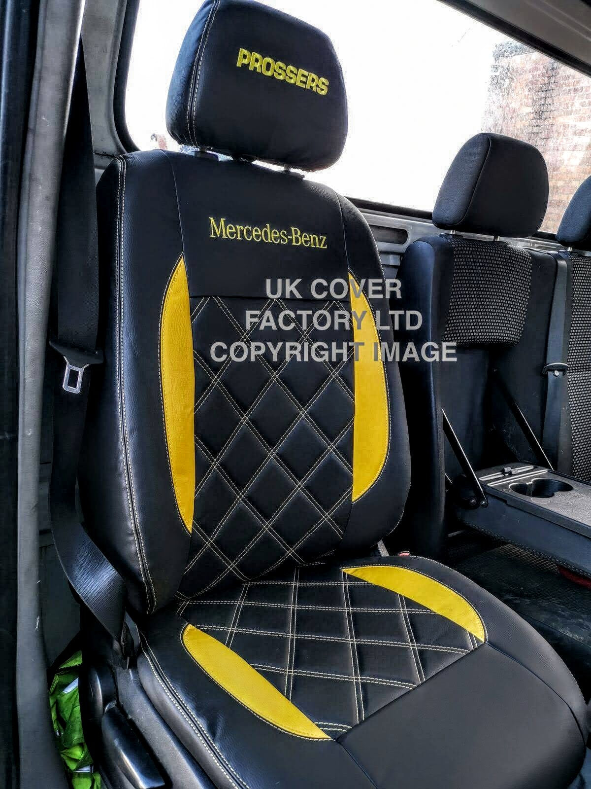 Van Seat Covers For Mercedes Sprinter Made with Mercedes Benz Letters 11A27MB Yellow