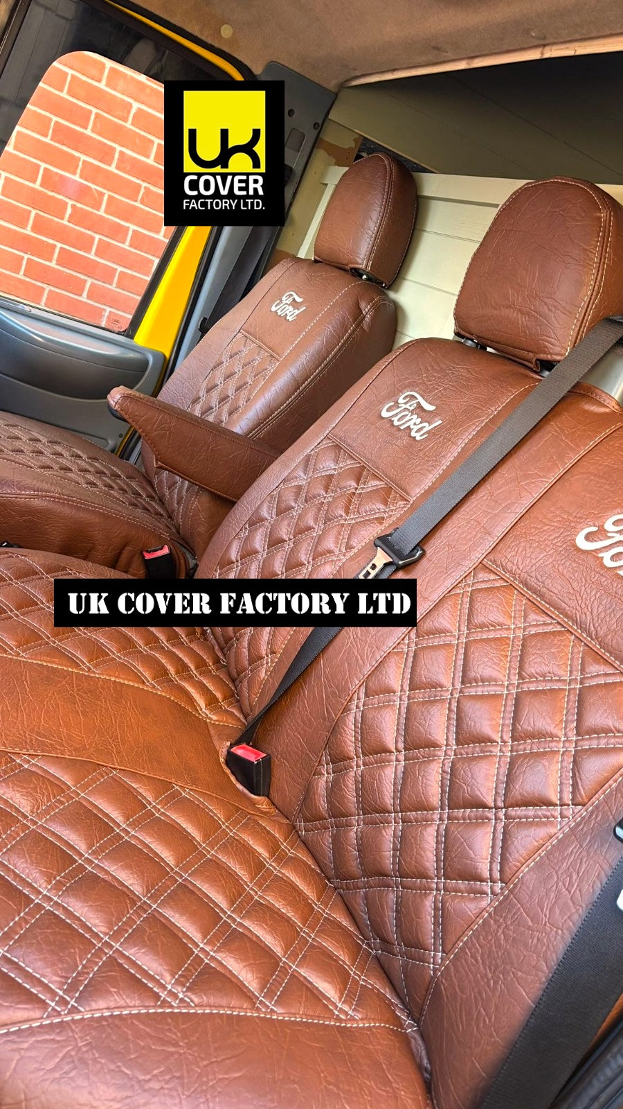 Van Seat Covers For Ford Transit MK6/MK7 Made with Logo 11A9FD Brown