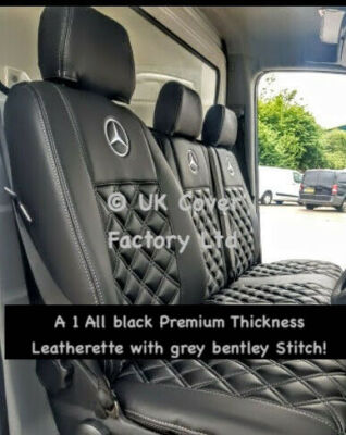Van Seat Covers For Mercedes Vito 447 Made with Mercedes Logo 11A1MER© Grey Stitch