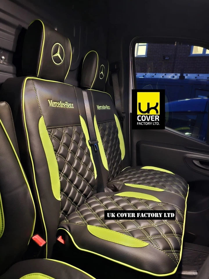 Van Seat Covers For Mercedes Sprinter Made with Dual Logo 11A28MER©MB Lime Green