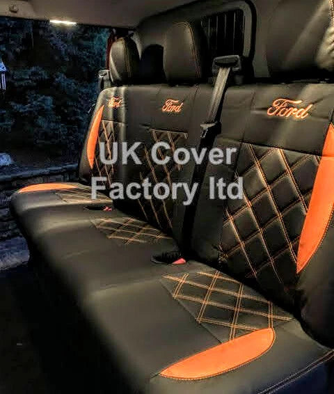 Van Seat Covers For Transit Custom/MK8 Double  Made with Ford Letters 1A29FD ORANGE