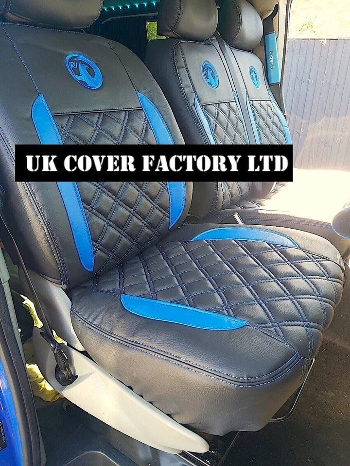 Van Seat Covers For Vauxhall Vivaro Made with Logo 11A24VX© Blue