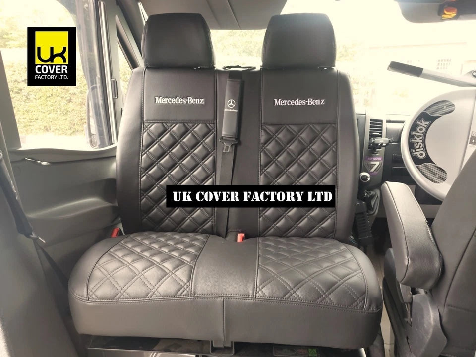 Van Seat Covers For Mercedes Sprinter Made with Mercedes Benz Letters 11A1MB Grey