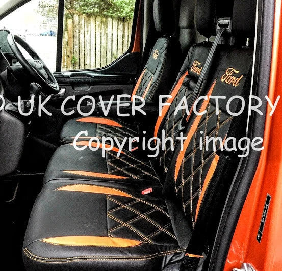 Van Seat Covers For Transit Custom/MK8 Double  Made with Ford Letters 1A29FD ORANGE
