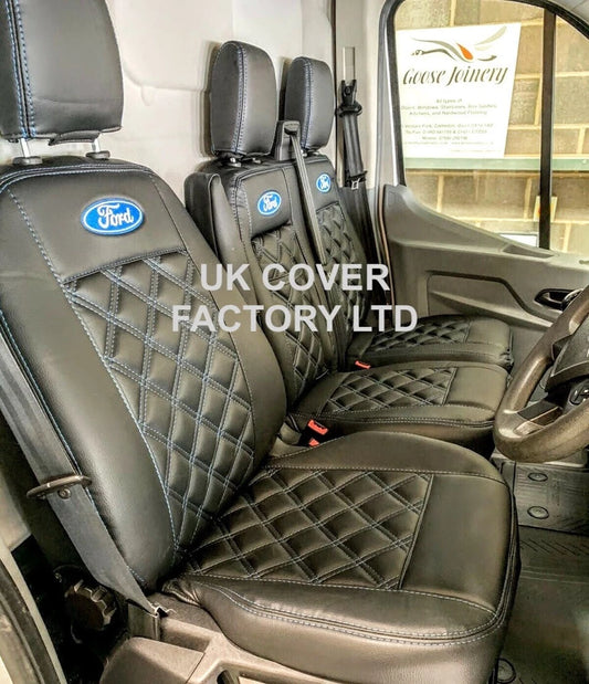 Van Seat Covers For Transit Custom/MK8 Made with Ford Logo 11A4FD© BLUE