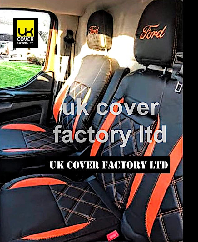 Van Seat Covers For Transit Custom/MK8 Made with Ford Letters & Piping 11A29FD ORANGE
