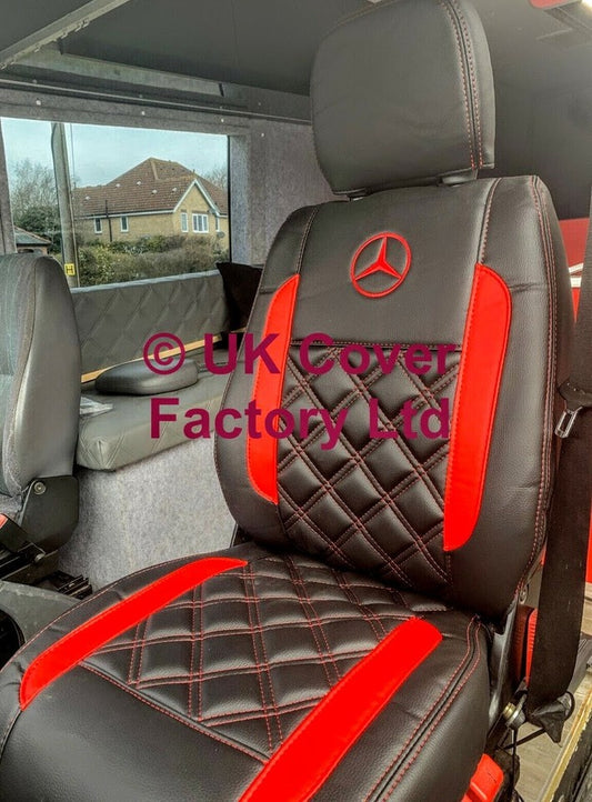 Van Seat Covers For Mercedes Sprinter Made with Logo 11A23MER© Red