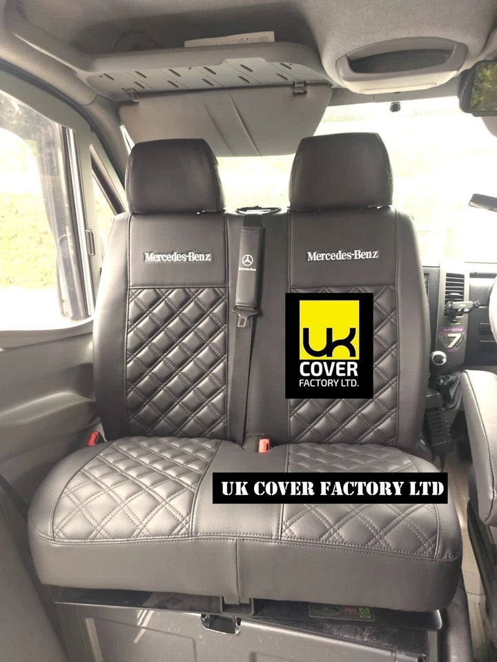 Van Seat Covers For Mercedes Sprinter Made with Mercedes Benz Letters 11A1MB Grey