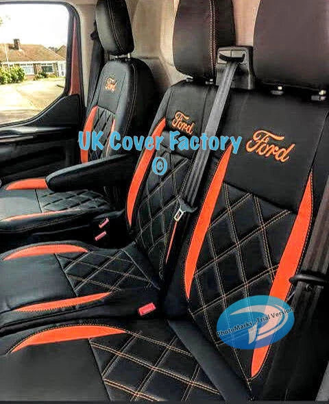 Van Seat Covers For Transit Custom/MK8 Double  Made with Ford Letters 1A29FD ORANGE