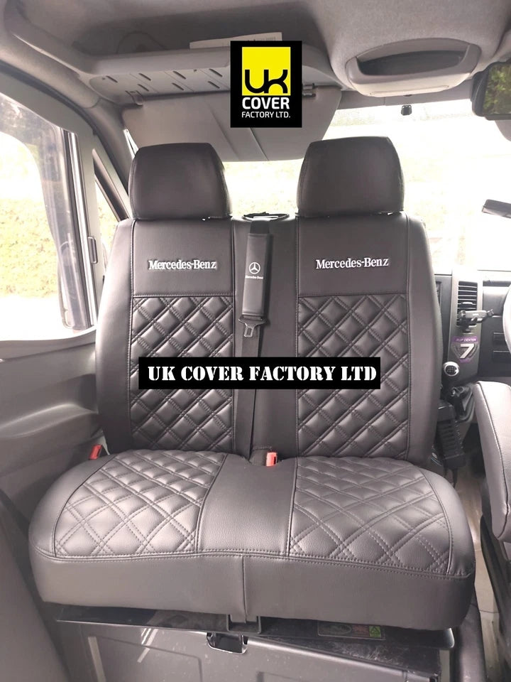 Van Seat Covers For Mercedes Sprinter Made with Mercedes Benz Letters 11A1MB Grey