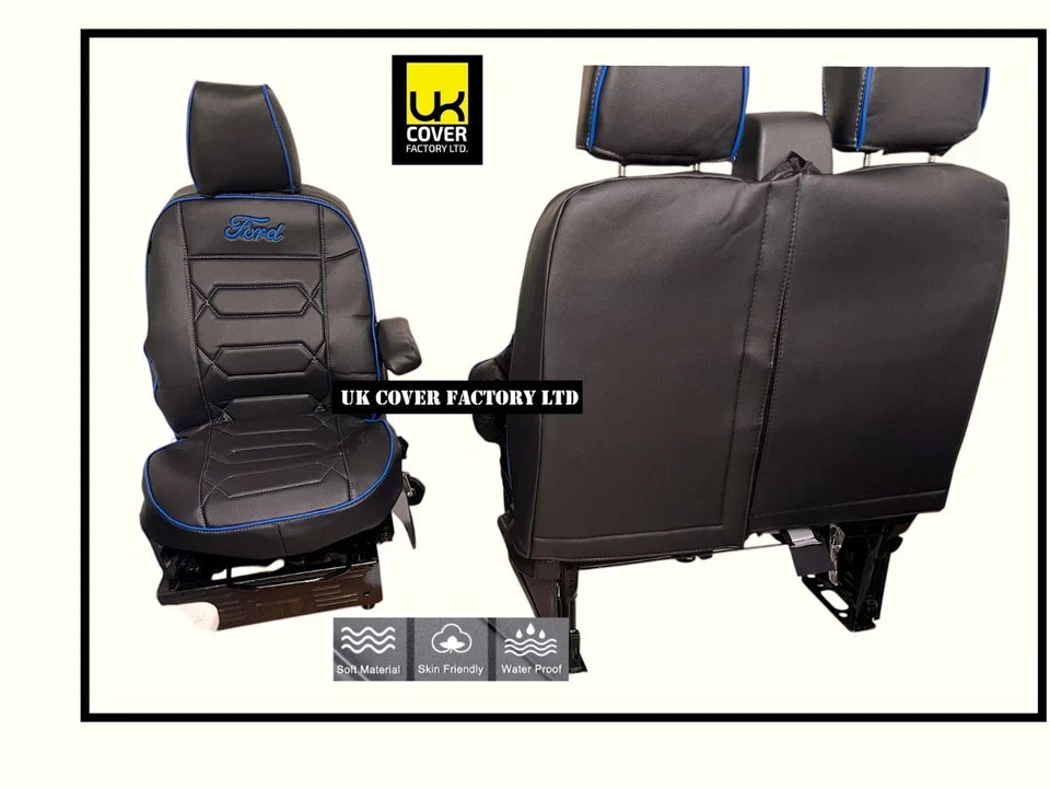Van Seat Covers For Transit Custom/MK8 Made with FORD 11A4FD BLUE ELECTRON