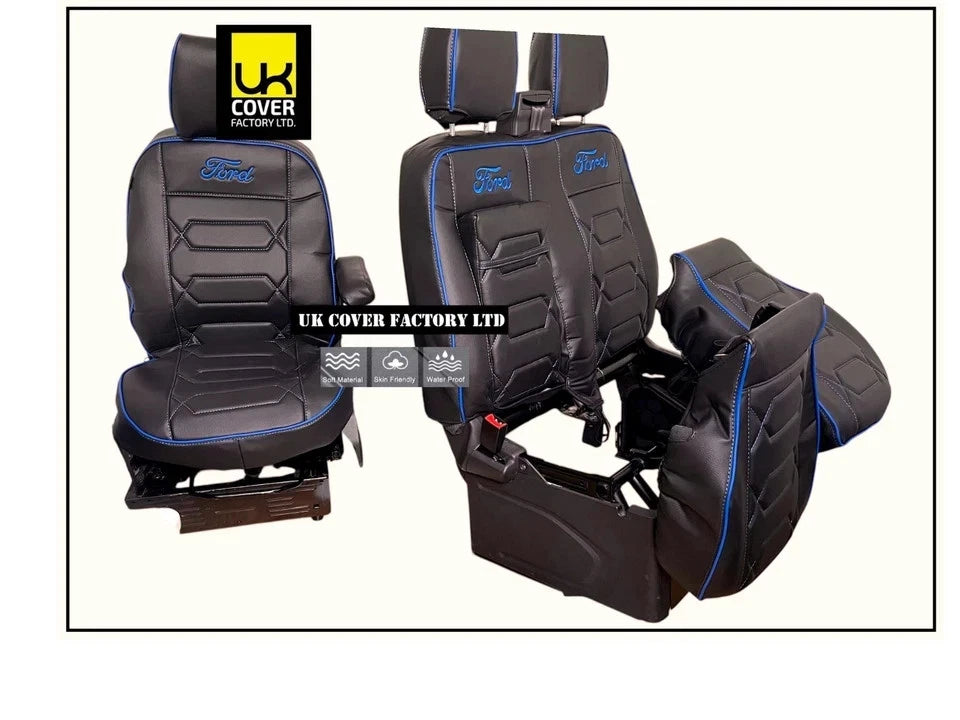 Van Seat Covers For Transit Custom/MK8 Made with FORD 11A4FD BLUE ELECTRON