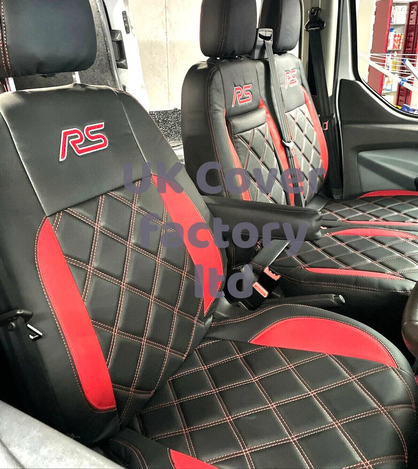 Van Seat Covers For Transit Custom/MK8 Made with RS LOGO 11A23RSP RED