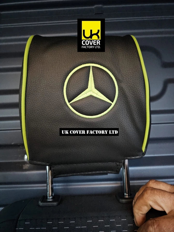 Van Seat Covers For Mercedes Sprinter Made with Dual Logo 11A28MER©MB Lime Green