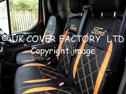 Van Seat Covers For Transit Custom/MK8 Double  Made with Ford Letters 1A29FD ORANGE