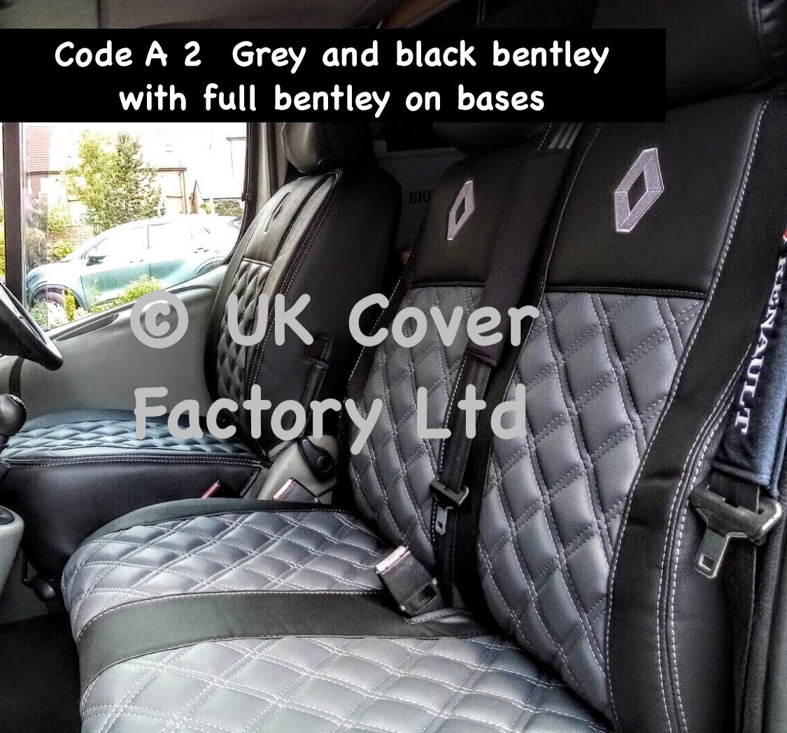 Van Seat Covers For Renault Trafic Made with Logo 11A2RN© Black & Grey
