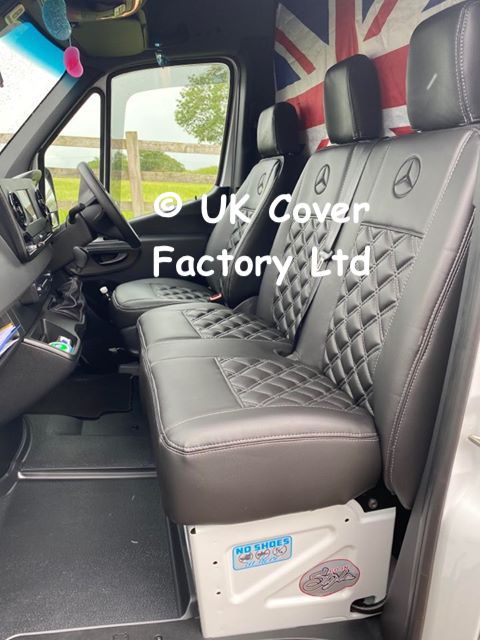 Van Seat Covers For Mercedes Vito 447 Made with Mercedes Logo 11A5MER© Black Stitch