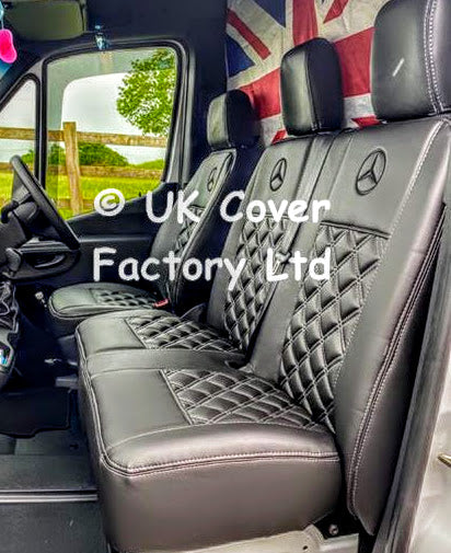 Van Seat Covers For Mercedes Vito 447 Made with Mercedes Logo 11A5MER© Black Stitch