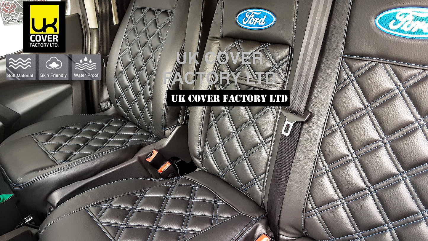 Van Seat Covers For Ford Transit MK6/MK7 Made with Logo 11A4FD© Blue