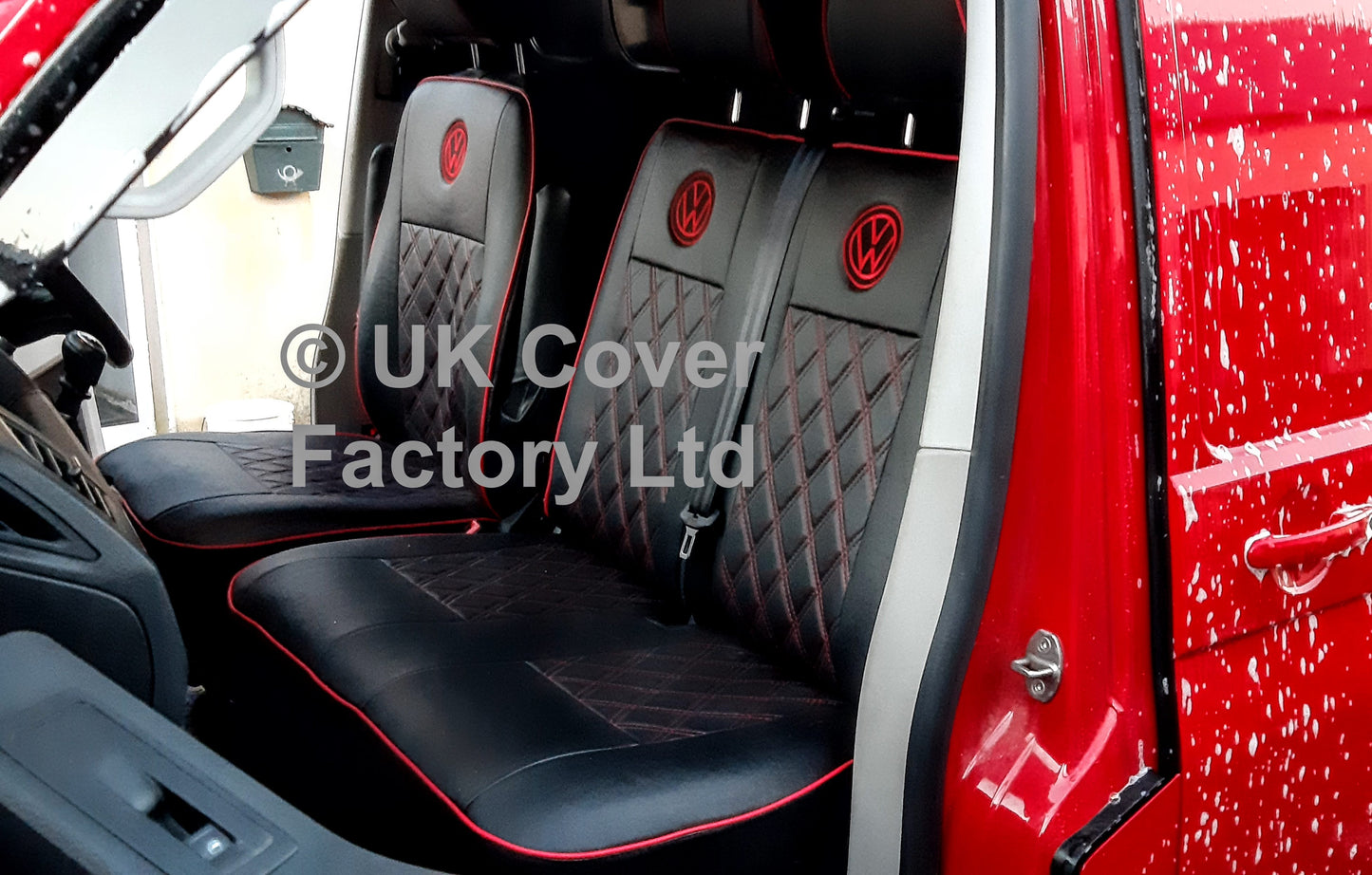 Van Seat Covers For VW TransporterT5/T6 with Logo and Piping11A3VW Red