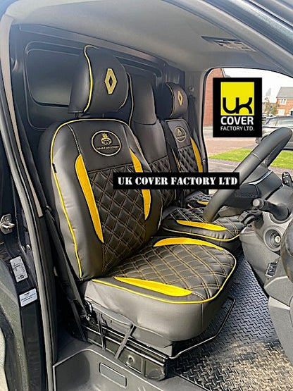 Van Seat Covers For Renault Trafic Made with Logo 11A27RN©PP Yellow