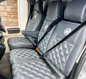 Van Seat Covers For Vauxhall Vivaro Made with Logo & Piping 11A1VX© Grey