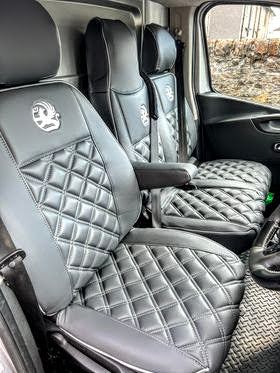 Van Seat Covers For Vauxhall Vivaro Made with Logo & Piping 11A1VX© Grey