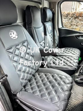 Van Seat Covers For Vauxhall Vivaro Made with Logo & Piping 11A1VX© Grey