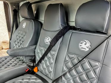 Van Seat Covers For Vauxhall Vivaro Made with Logo & Piping 11A1VX© Grey