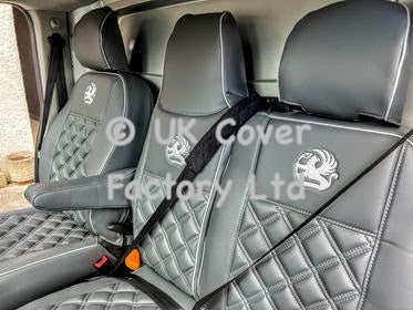 Van Seat Covers For Vauxhall Vivaro Made with Logo & Piping 11A1VX© Grey