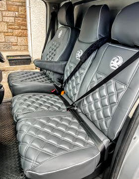 Van Seat Covers For Vauxhall Vivaro Made with Logo & Piping 11A1VX© Grey